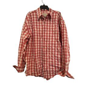 Eddie Bauer Mens Red & White Plaid Long Sleeve Button-Up Shirt L